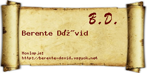 Berente Dávid névjegykártya