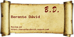 Berente Dávid névjegykártya